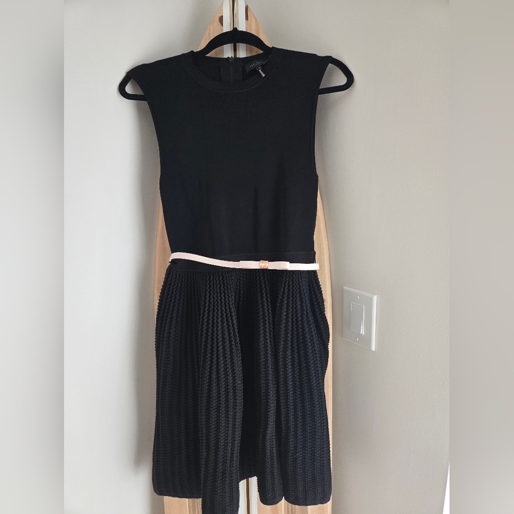 Ted Baker Black Sleeveless Dress with Belt